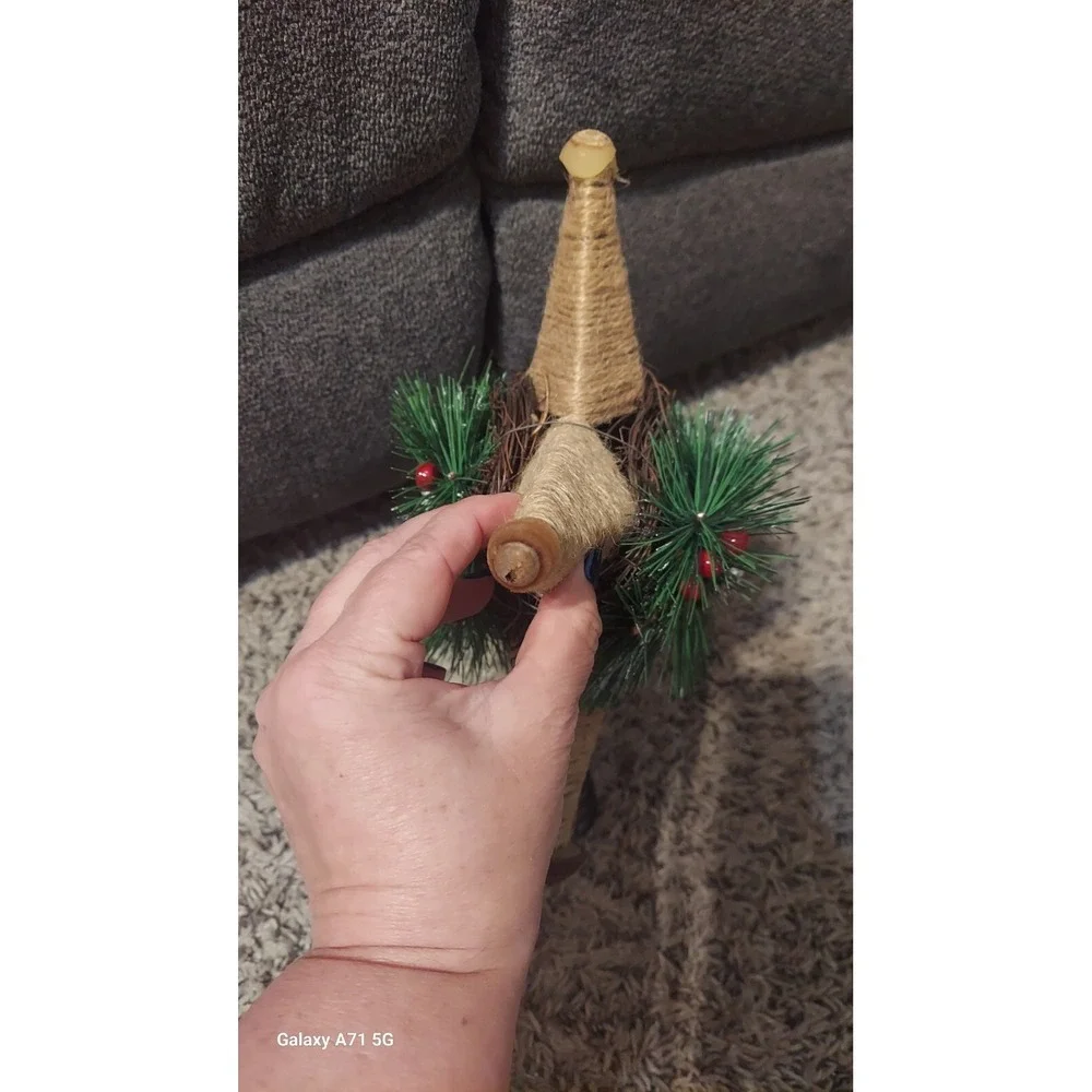 Rustic Jute Burlap Brown Star Snowflake Christmas Tree‎ Topper Holly Greenery